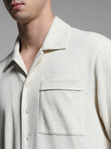 Men's White Work Oversized Fit Solid Half Sleeves Shirt