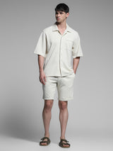 Men's White Work Oversized Fit Solid Half Sleeves Shirt