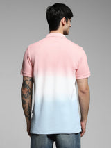 Men's Pink Casual Regular Fit Printed Half Sleeves Polo Tshirt