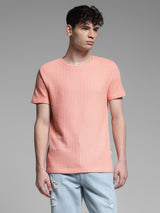 Men's Pink Casual Regular Fit Solid Half Sleeves Tshirt