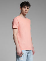 Men's Pink Casual Regular Fit Solid Half Sleeves Tshirt
