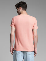 Men's Pink Casual Regular Fit Solid Half Sleeves Tshirt