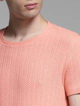 Men's Pink Casual Regular Fit Solid Half Sleeves Tshirt