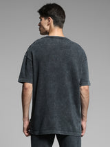 Men's Black Casual Oversized Fit Solid Half Sleeves Tshirt