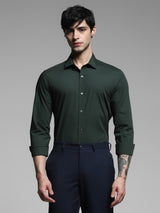 Men's Green Work Slim Fit Solid Full Sleeves Shirt