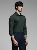 Men's Green Work Slim Fit Solid Full Sleeves Shirt