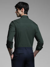 Men's Green Work Slim Fit Solid Full Sleeves Shirt
