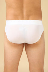 Men's White Solid Swift Dry High Stretch Mesh AIR Series Active Briefs - Pack of 1