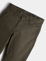 Boys Green Casual Solid Cotton Trouser