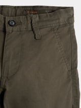 Boys Green Casual Solid Cotton Trouser