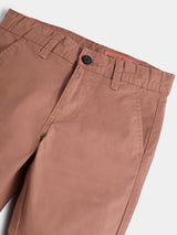 Boys Brown Casual Solid Cotton Trouser