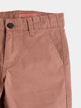 Boys Brown Casual Solid Cotton Trouser