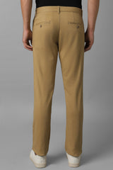 Men's Khaki Casual Solid Slim Fit Trouser
