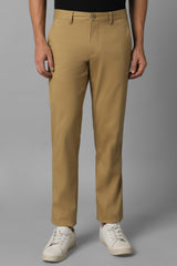 Men's Khaki Casual Solid Slim Fit Trouser