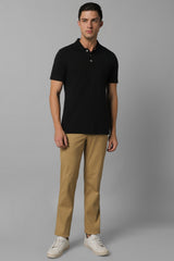 Men's Khaki Casual Solid Slim Fit Trouser