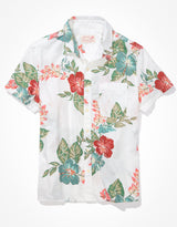 Men's White Casual Regular Fit Printed Half Sleeves Shirt