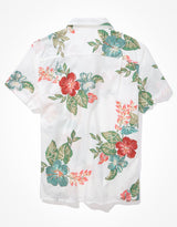 Men's White Casual Regular Fit Printed Half Sleeves Shirt