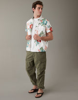 Men's White Casual Regular Fit Printed Half Sleeves Shirt