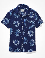 Men's Navy Casual Regular Fit Printed Half Sleeves Shirt