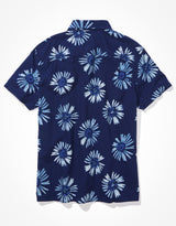 Men's Navy Casual Regular Fit Printed Half Sleeves Shirt