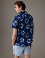 Men's Navy Casual Regular Fit Printed Half Sleeves Shirt