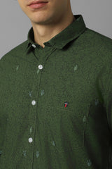 Men's Green Casual Full Sleeves Shirt