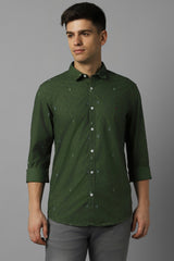 Men's Green Casual Full Sleeves Shirt