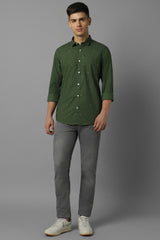 Men's Green Casual Full Sleeves Shirt