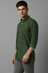 Men's Green Casual Full Sleeves Shirt
