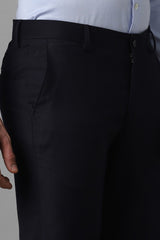 Men's Navy Formal Solid Slim Fit Trouser