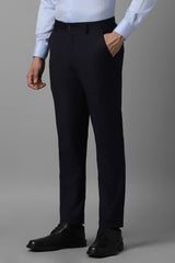 Men's Navy Formal Solid Slim Fit Trouser