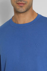 Men's Blue Casual Regular Fit Solid Full Sleeves Tshirt