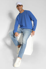 Men's Blue Casual Regular Fit Solid Full Sleeves Tshirt