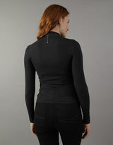 Women's Black Casual Regular Fit Solid Full Sleeves Tshirt