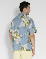 Men's Blue Casual Regular Fit Printed Half Sleeves Shirt