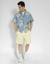 Men's Blue Casual Regular Fit Printed Half Sleeves Shirt