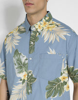 Men's Blue Casual Regular Fit Printed Half Sleeves Shirt