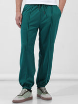 Men's Green Casual Relaxed Fit Textured Mid-Rise Jogger