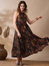 Women's Ethnic Motifs Printed Fit and Flare Maxi Dress