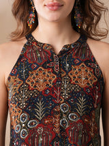 Women's Ethnic Motifs Printed Fit and Flare Maxi Dress