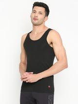 Men's Black Solid Round Neck Vest