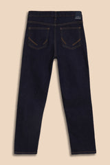 Boys Dark Blue Casual Solid Straight Fit Jeans