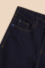 Boys Dark Blue Casual Solid Straight Fit Jeans