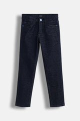 Boys Dark Blue Casual Solid Slim Fit Jeans