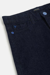 Boys Dark Blue Casual Solid Slim Fit Jeans