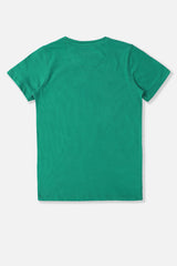 Boys Green Casual Printed Regular Fit Tshirt