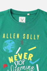 Boys Green Casual Printed Regular Fit Tshirt