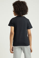 Boys Black Casual Printed Regular Fit Tshirt