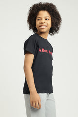 Boys Black Casual Printed Regular Fit Tshirt