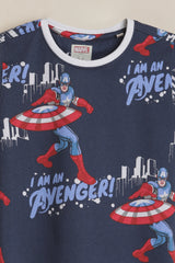 Boys Navy Casual Printed Regular Fit Tshirt